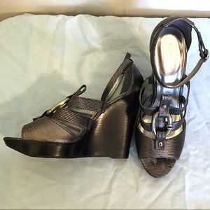 Calvin Klein reptile platform wedge heel